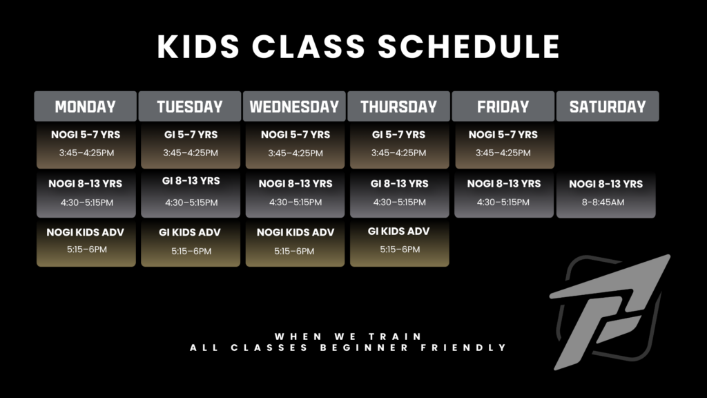 Platinum Jiu Jitsu new class timetable — BJJ and No-Gi Gold Coast, kids and adult classes, effective July 13